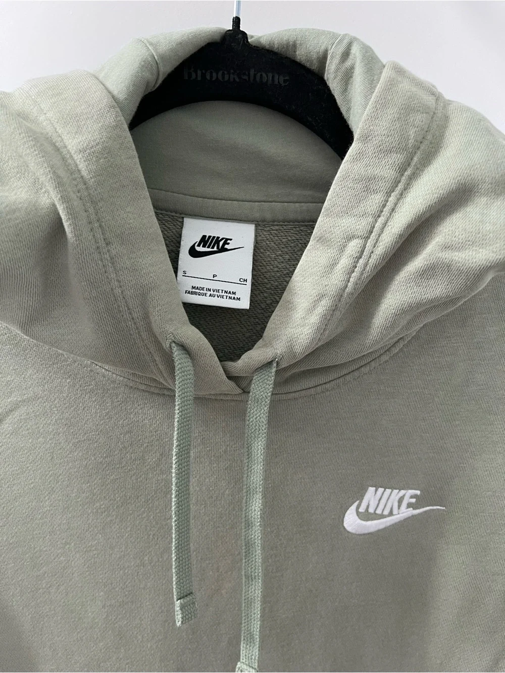 Nike Club Fleece Hoodie Sage Green Embroidered Logo Pullover
